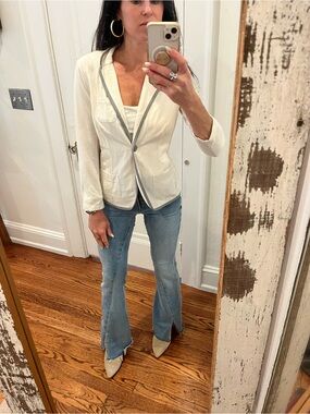 Authentic American Heritage Cream Blazer with Gray Trim